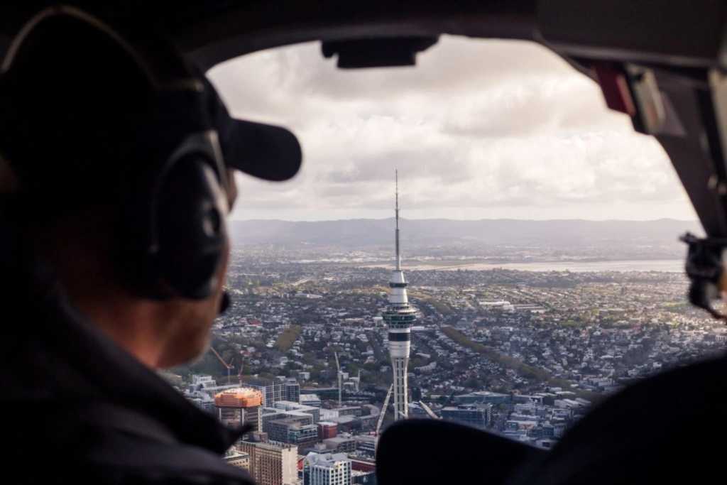 Sky tower From Inside Helicopter