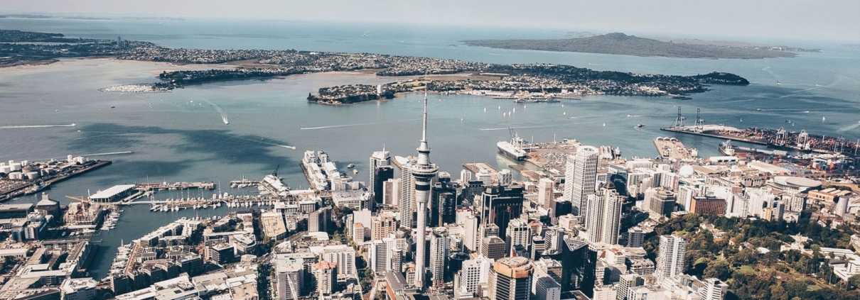 Auckland city from a helicopter